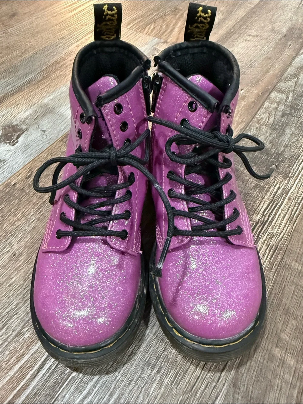 Dr. Martens 1460 Glitter T Pink Lace Up Boots Toddler Size 9 US